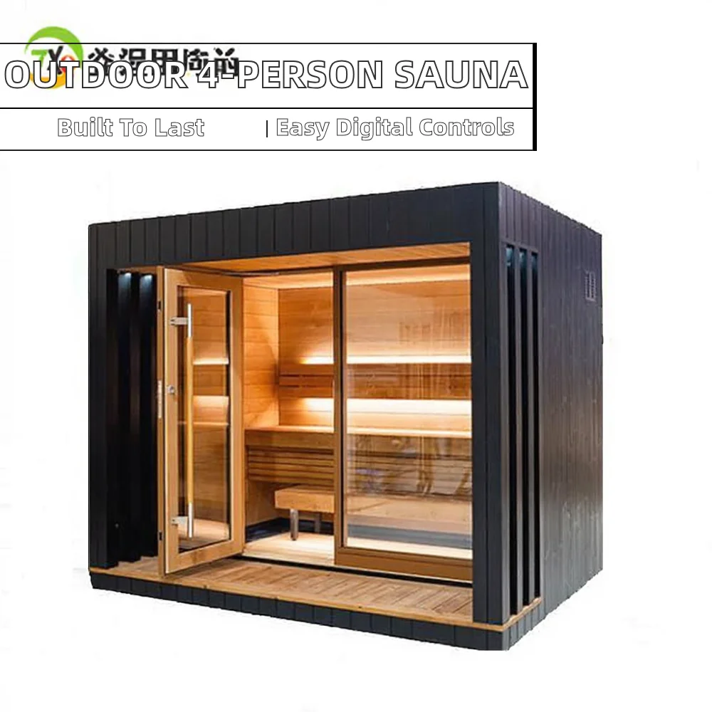 1-Person Modern Solid Wood Outdoor Sauna Room with Computer Control Panel Factory-Made Steam Room for Sweating Customized