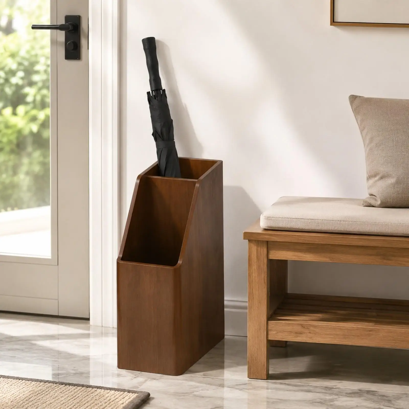 Umbrella Holder with Divided Interior Multifunctional Umbrella Storage Holder Space-Saving for Entryway, Hallway, Living Room