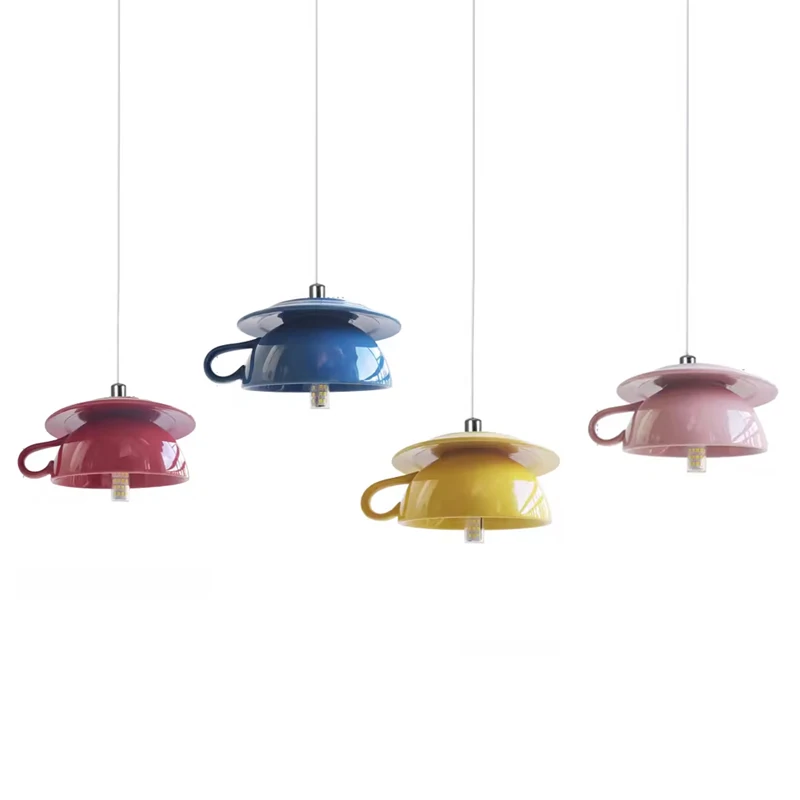 Modern Ceramic Cup Pendant Lights LED Teapot Hanging Lamp Bedroom Living Room Dining Room Suspension Kicthen Coffee Bar Lamps