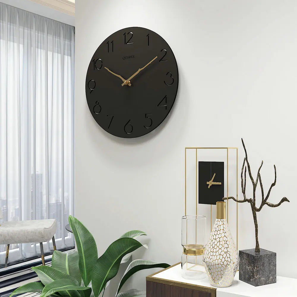 Vintage Wooden Wall Clock, Minimalist Design Silent Non-Ticking Quartz Decorative Clock for Living Room Bedroom Home Decor