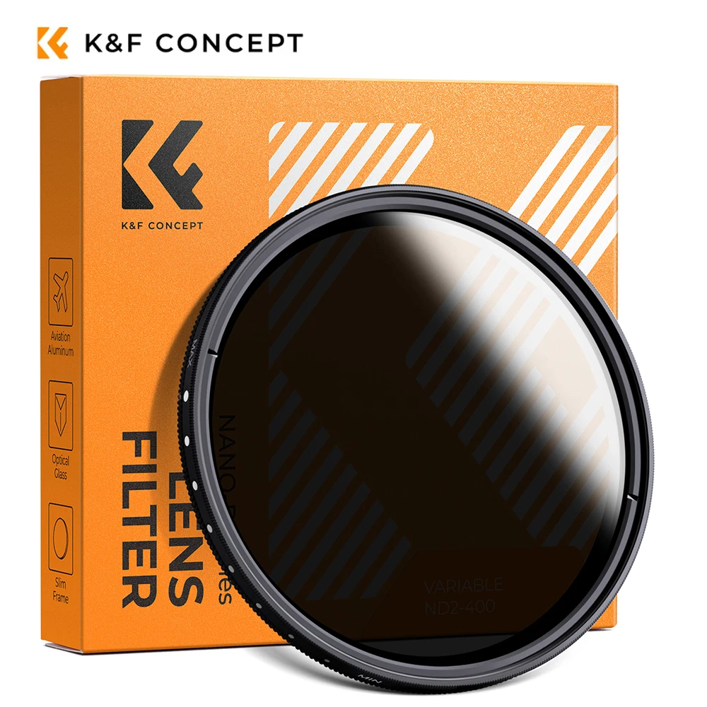 K & F Concept ND2-ND400 filtre ND Variable 37/40.5/43/49/52/55/58/67/72/77/82mm filtre d'objectif d'appareil photo reflex numérique à densité neutre réglable