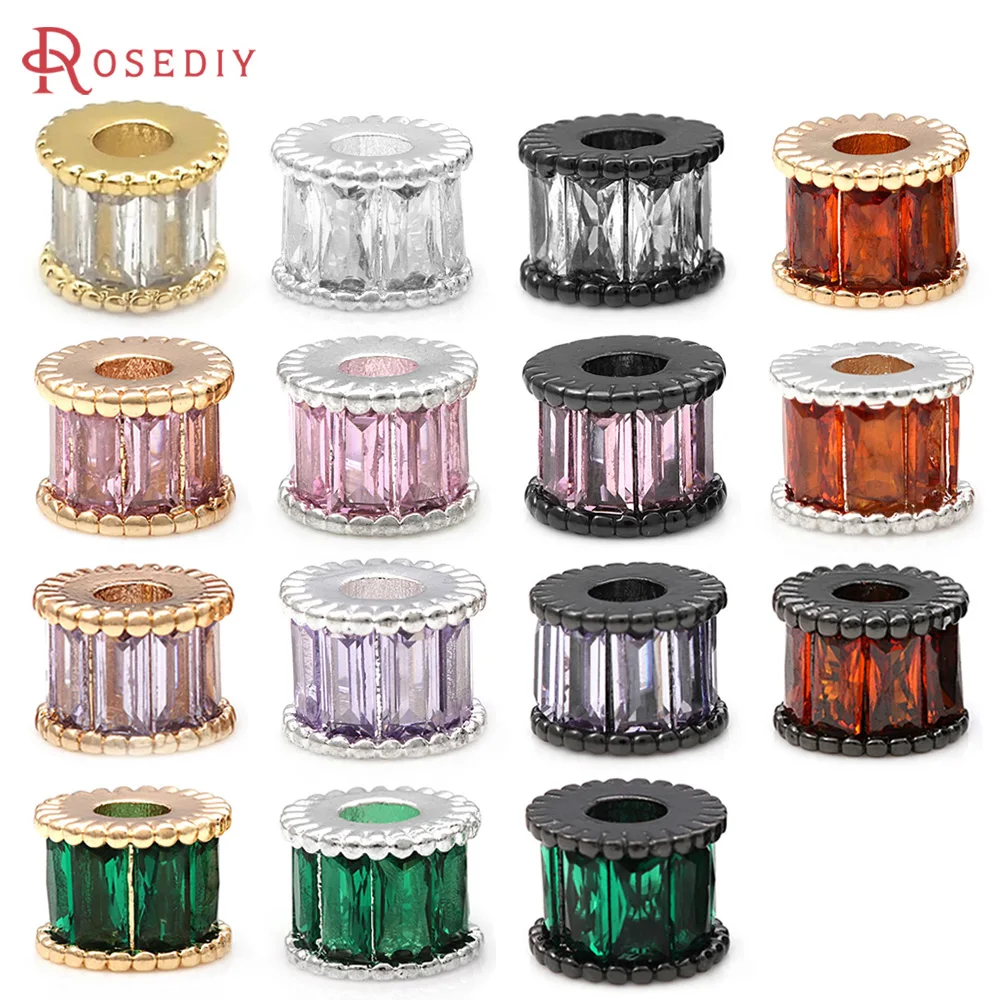 

18K Gold Color Brass Zircon Cylinder Spacer Beads Bracelets Beads High Quality Diy Accessories Jewellery Making Materials