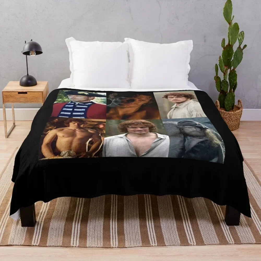 

People Call Me Jamie Fraser Collage Sam Heughan Retro Wave Throw Blanket All Season Lightweight Soft Blanket for Bed