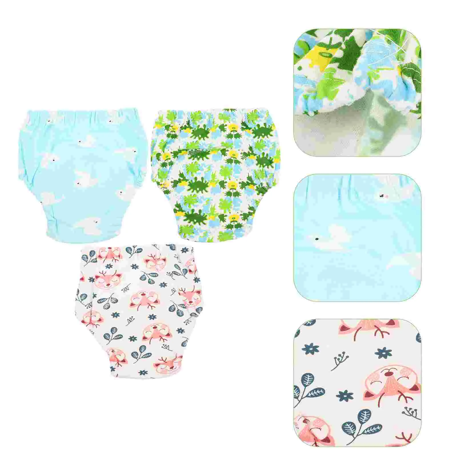 

3 Pcs Baby Training Pants Infant Diapers Breathable Cotton Infants Toddler