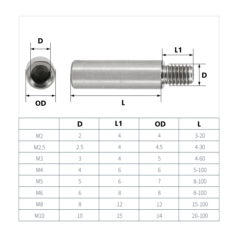 M8 M10 Hex Standoff Male To Female Pillar Stud 304 Stainless Steel Round Spacing Screw PCB Standoff Spacer Single Head Column