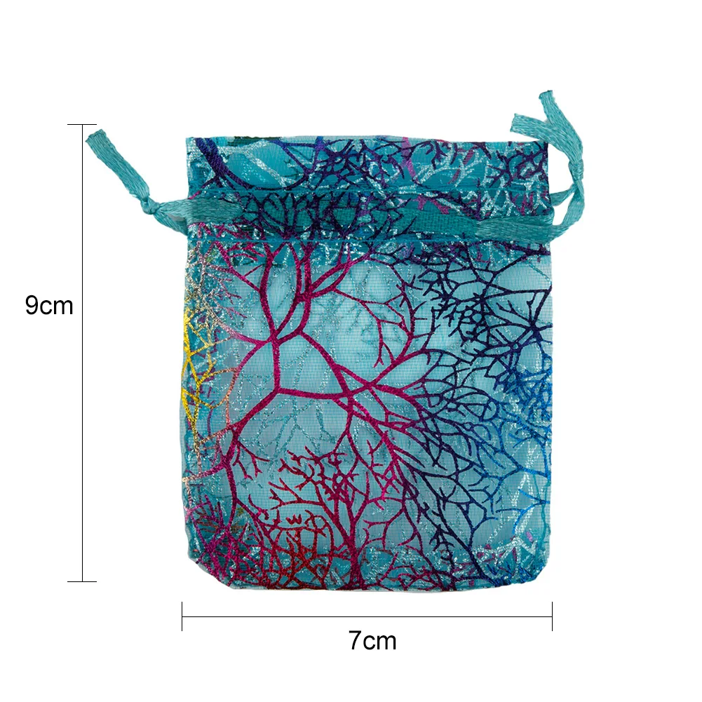 Bolsa de gasa coral para bolsas de organza, bolsitas blancas para joyas, para fiestas y bodas, 50/100 unidades, favor de color azul coral transparente.