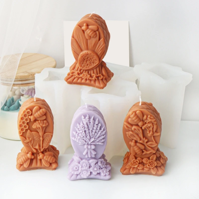 Portable Resin Molds Silicone Bees Floral Mold for Home Decoration Portable Resin Molds Silicone Bees