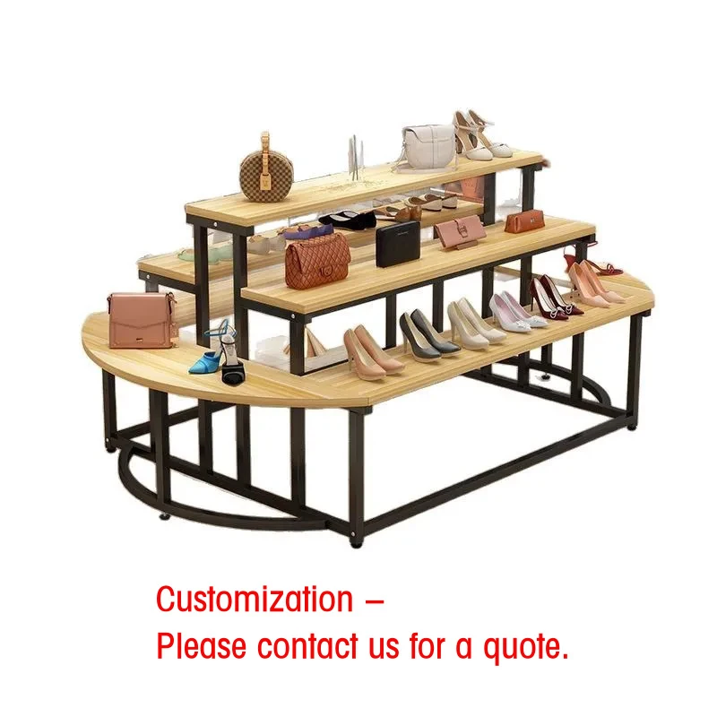 custom.Multi-layer Floor-standing Commercial Shoe Island Display Stand, Shopping Mall Bag, Shoe Rack, Flower Shop