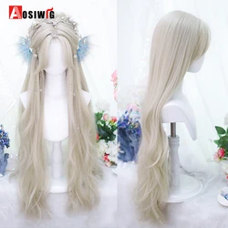 33 Zoll synthetische große Welle langes lockiges Haar Milch tee grüne Lolita Perücken für Frauen Cosplay Perücke mit Pony Halloween täglich Cosplay uns