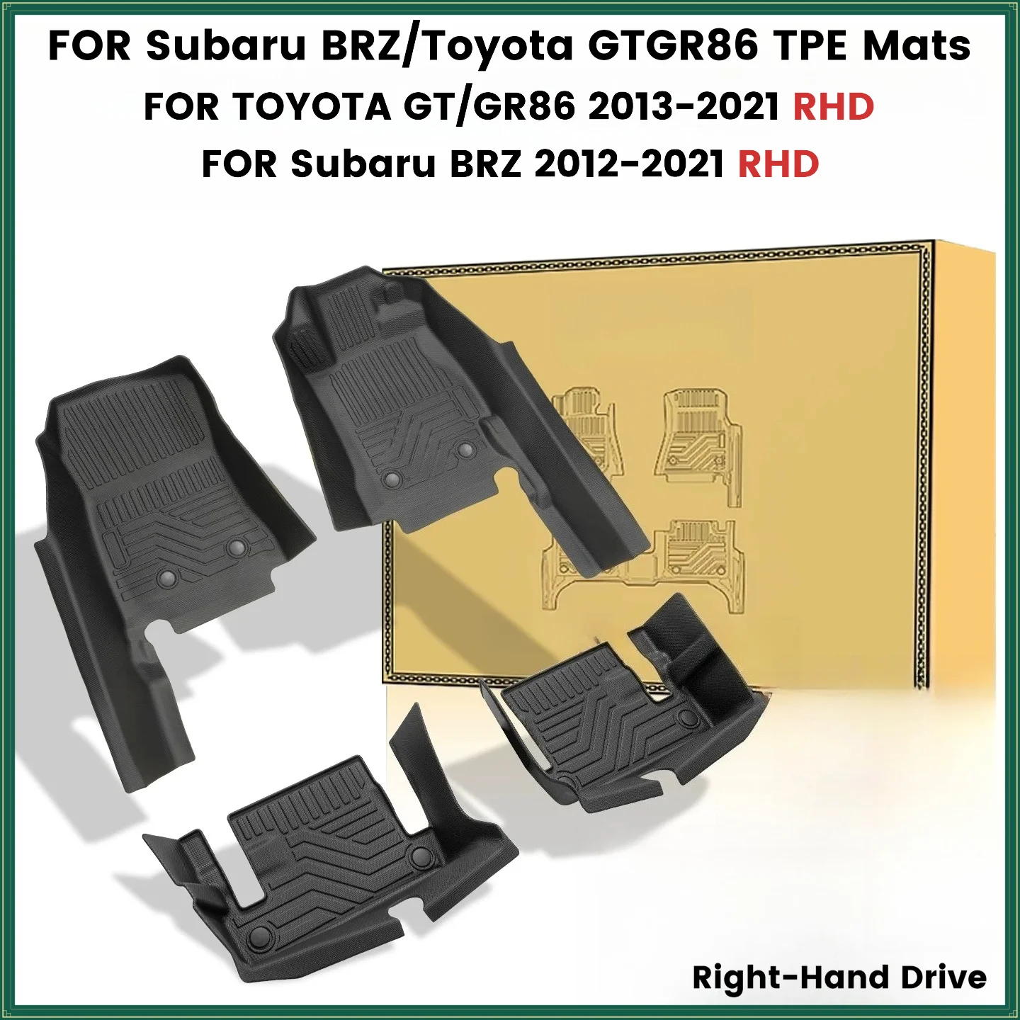 5D TPE Floor Mats For Subaru BRZ TOYOTA GT/GR86 RHD 2012-2021 Full Coverage Waterproof Surround Threshold Accessories