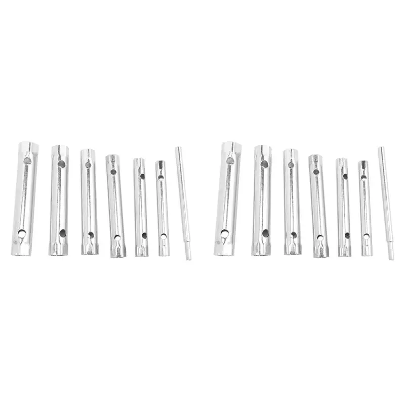 Y39A-12PC 8-19Mm Metric Tubular Box Wrench Set Tube Bar Spark-Plug Spanner Steel Double Ended For Automotive Plumb Repair