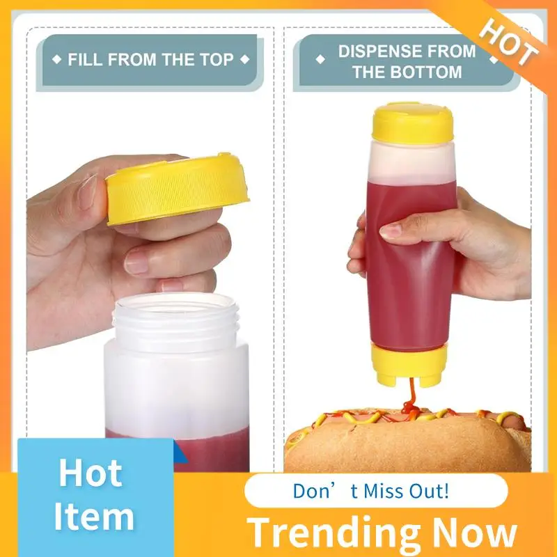 AB08-20Oz Inverted Plastic Squeeze Bottles, Refillable Tip Large Valve Dispenser Condiment Squeeze Bottle For Sauces Ketchup