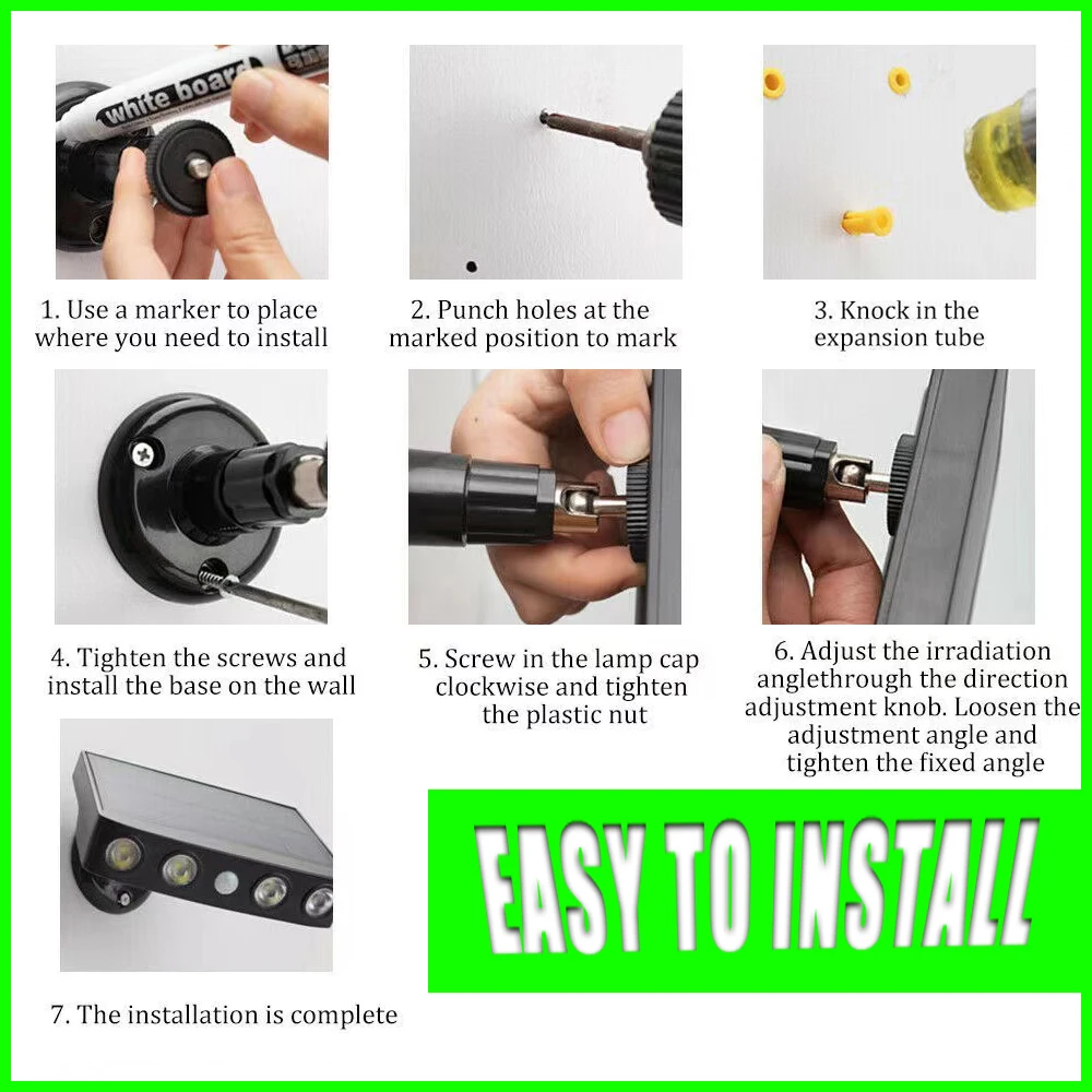 Solar Motion Sensor Outdoor Lights, 1/2/4 Pack Solar Powered Security Lights with 4 LED Beads, IP54 Waterproof, Motion Activated Wall Lights, Easy Installation for Porch, Garage, Patio and Yard