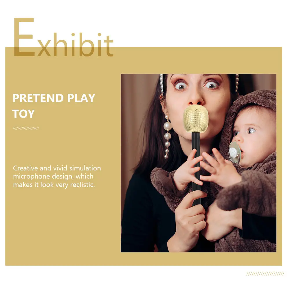 

Набор из 4-х имитационных микрофонов: золотистые, легкие, пластиковые, для сценических выступлений, синхронизации с губами, косплея, подарок для детей, для ролевых игр