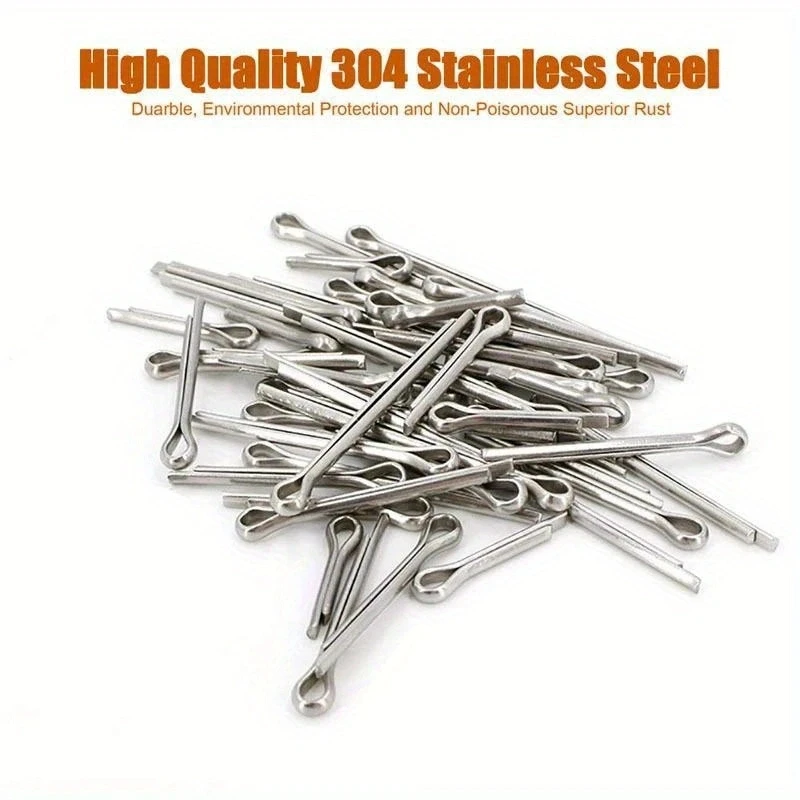 AXK 150pcs M1.6 M2.5 M3.2 M4 304 Stainless Steel Car Break Split Pins Assortment Kit U Shape Type Cotter Pins Set