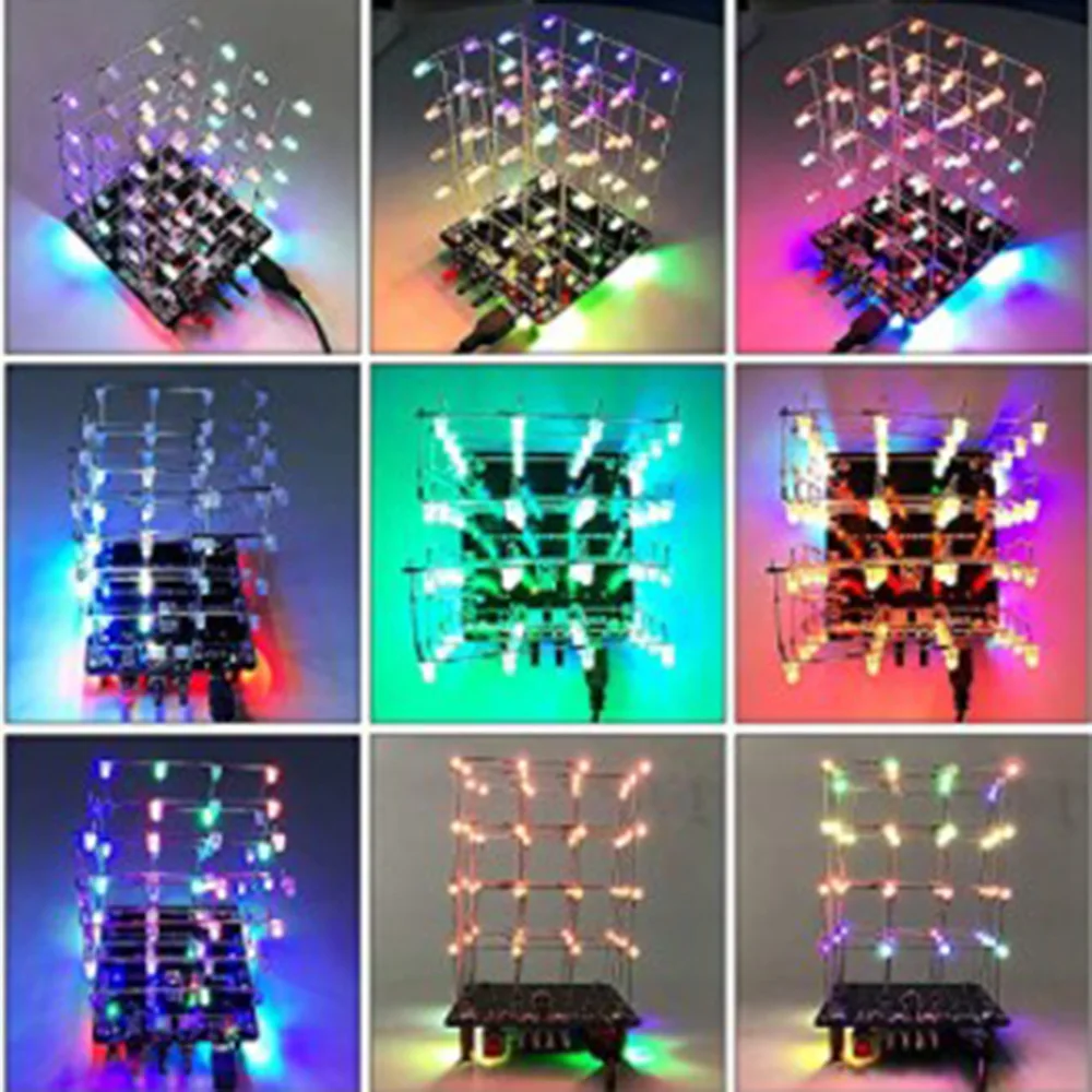 LED Electronic Soldering Kit Colorful RGB Music Light Tower DIY Kit with 3D Animation for Chrismas 51 MCU Suit with Remoter