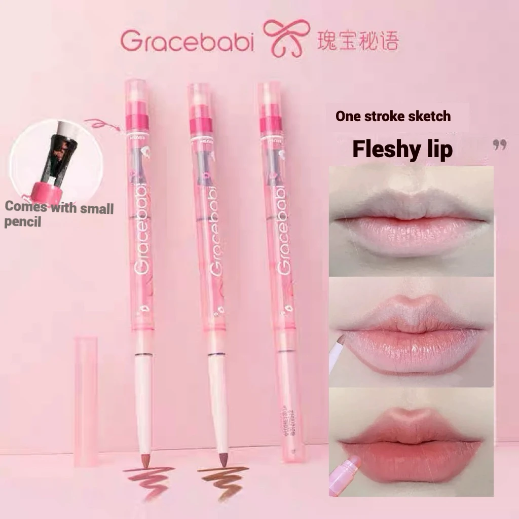 Gracebabi Mist Doodle Lip Liner Double-head Lipliner Waterproof Lasting Cover Lip Color Lipstick Base