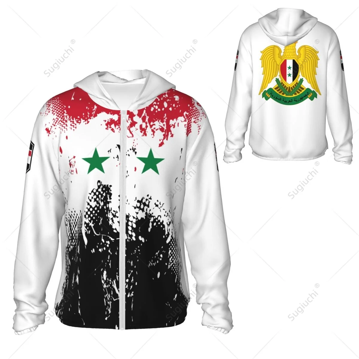 

Syria Flag Sun Protection Hoodie Sunscreen Clothes Fishing Cycling Running Quick Dry Long Sleeve With Zipper Polyester