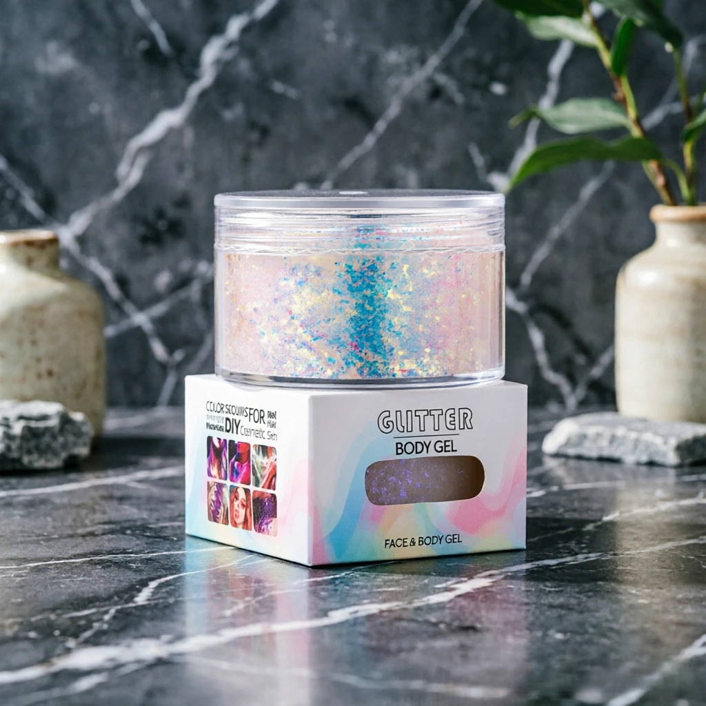 gel-glitterato-colorato-bianco-per-capelli-viso-e-corpo-con-logo-personalizzato-basso-moq-vendita-all'ingrosso-per-truccatori-feste-cosplay-e-festival