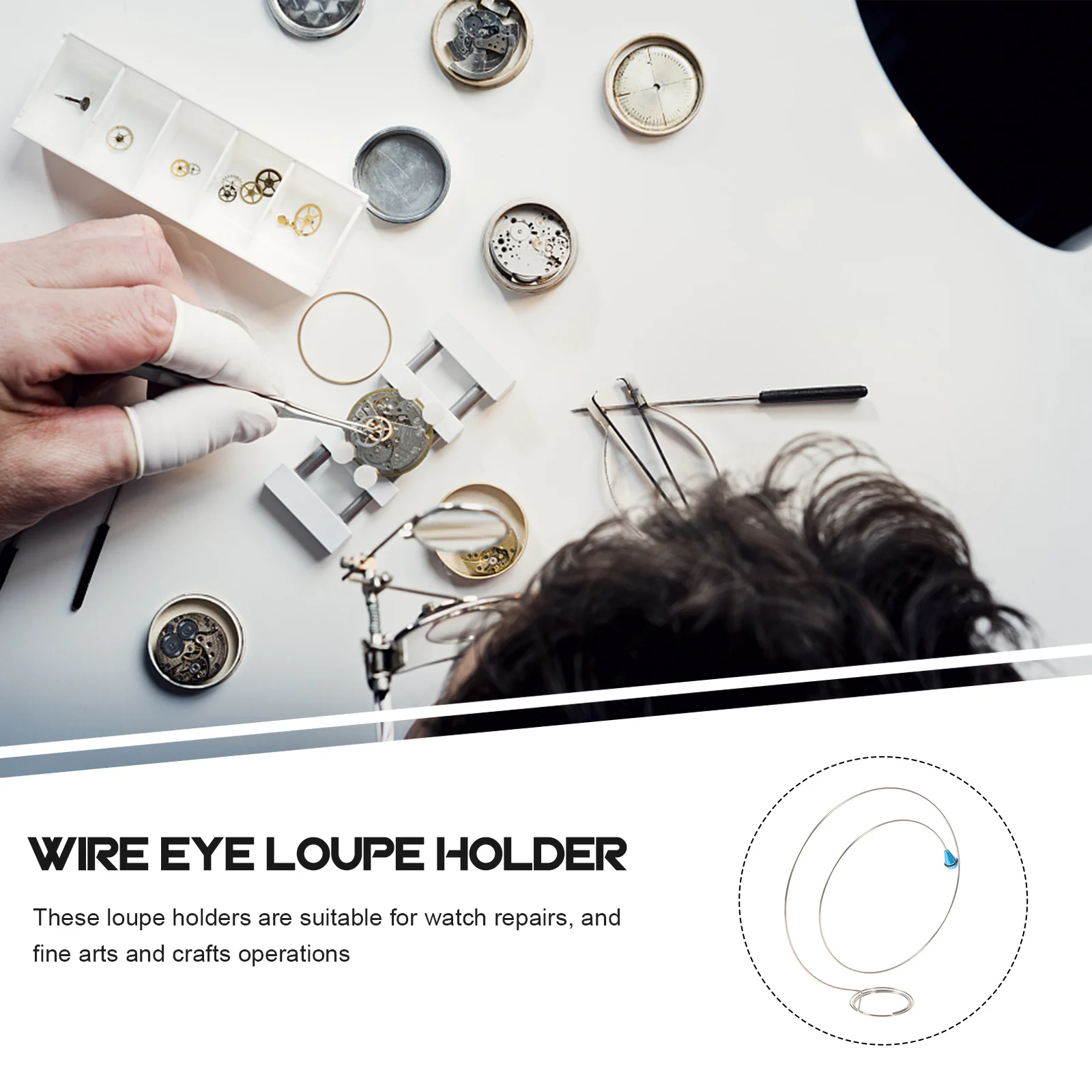 

2Pcs Adjustable Wire Loupe Holder Head Magnifier Steel Loupe Fixing Circle for Watch Repair Accessories Portable Lightweight