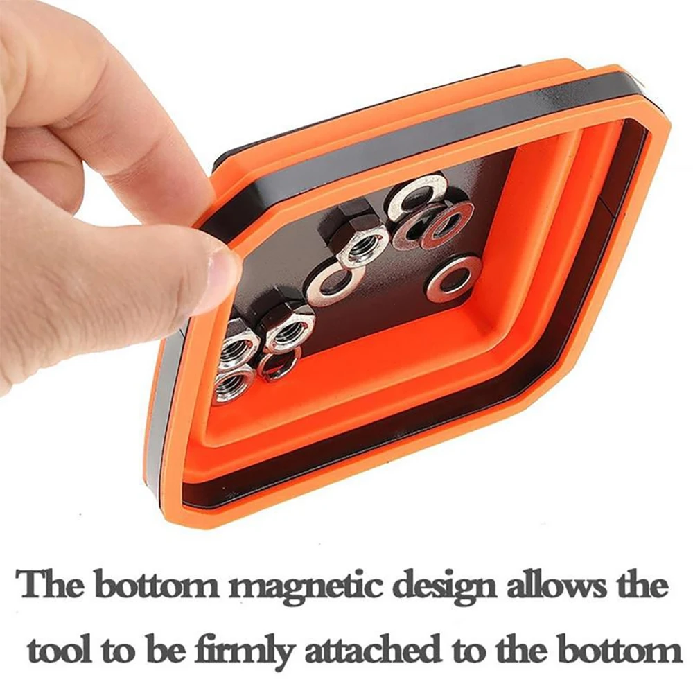 5 Inch Collapsible Magnetic Screw Tray Silicone Screw Bowl Tool Part Storage Box Plumber Carpenters Tool Organizer Magnetic Tray