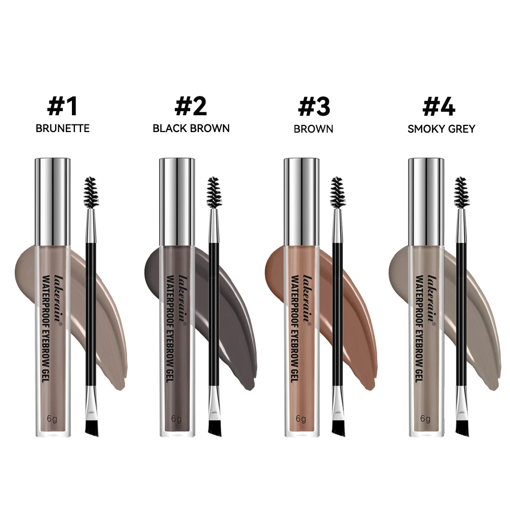 Waterproof Eyebrow Tint Gel Sweatproof Silky Texture Natural Look Long Wearing For Brunette Black Brown And Smoky Grey 4 สี