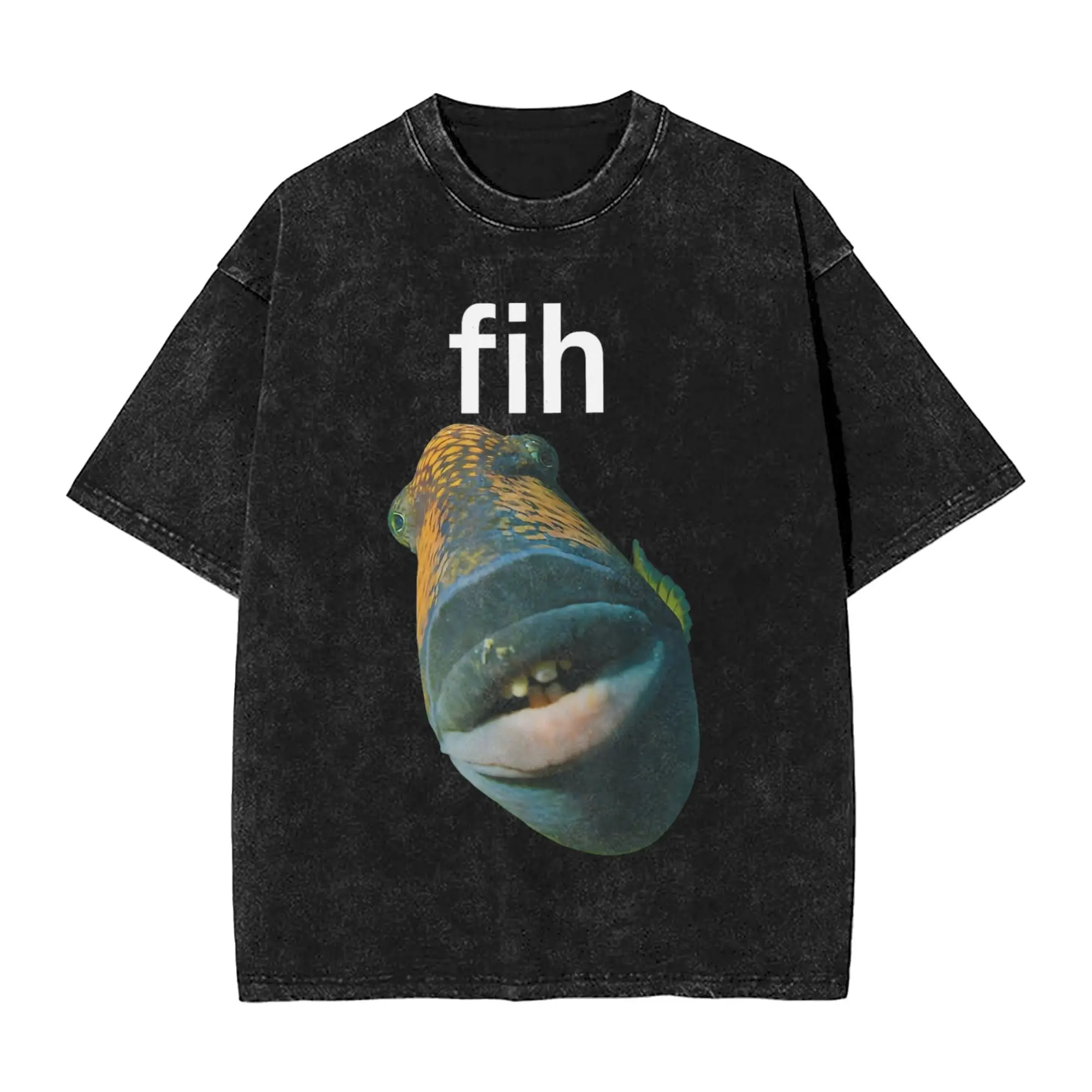 Funny Fih Meme Ocean Sea Gift Humor Fish Fishing T-Shirt for Men Novelty Cotton Tees Crew Neck Short Sleeve T Shirt Summer Tops