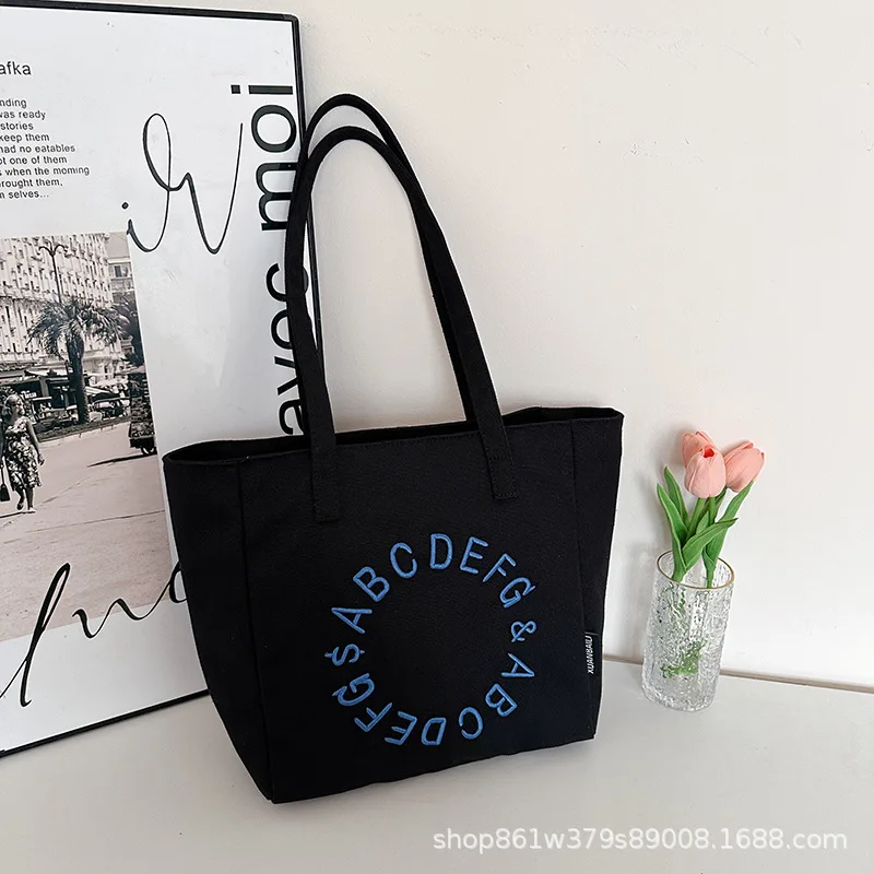 

2025 Premium Canvas Shoulder Bag, Stylish Letter Print Women's Large Capacity Tote, Casual Daily Must-have