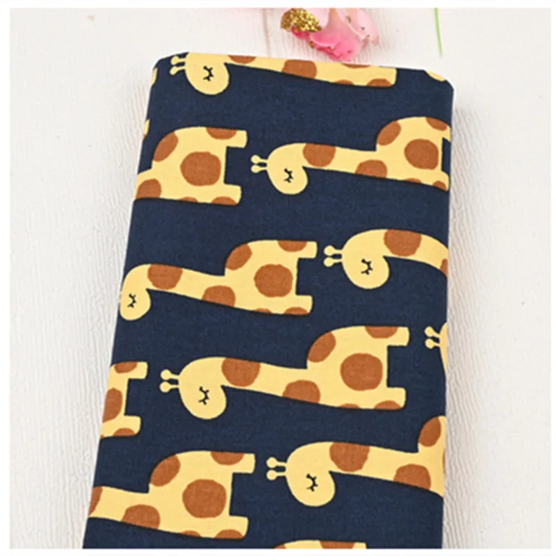 Thicken Pure Cotton Fabric with Cute Animal Giraff Print, Handmade DIY Bag Back Cushion, Sewing Material, CR-1823