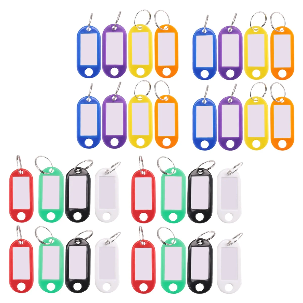 32x veelkleurige plastic sleutelhanger ID-tags Bagage-ID-labels met sleutelhanger met splitring