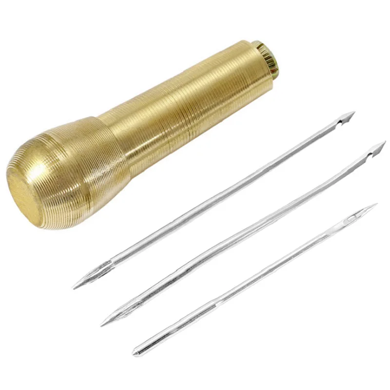 

4Pcs Canvas Leather Tent Shoes Sewing Awl Taper Repairing Tool Sets Hand Stitching Crochet Leather craft Needle Kit