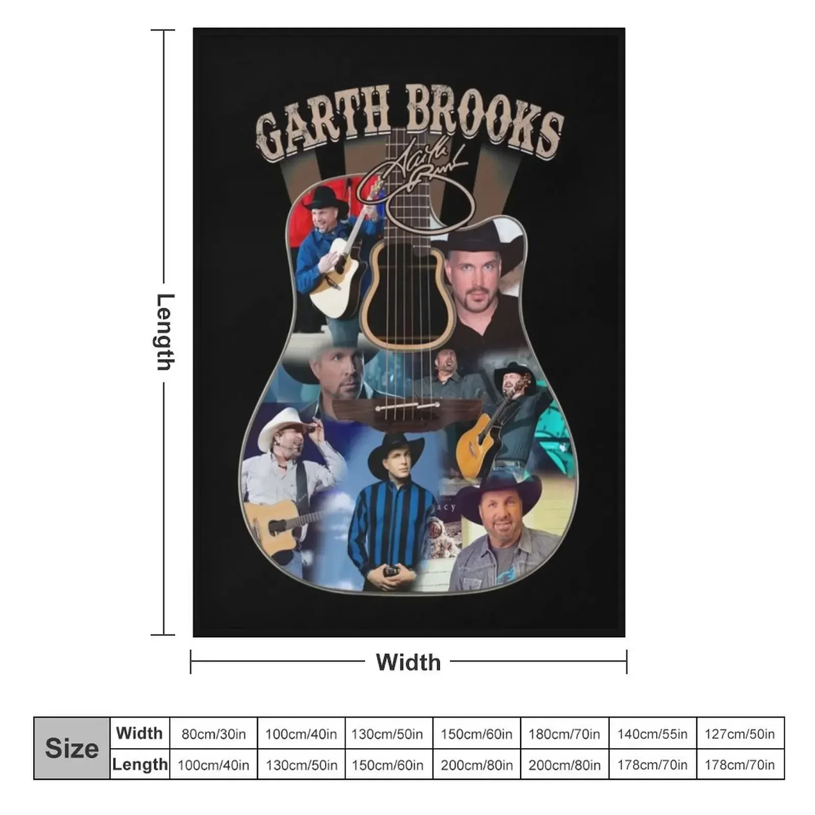 Garth BROOKS Guitar Signature Sweat Throw Blanket Flannel Fabric Cute Blankets