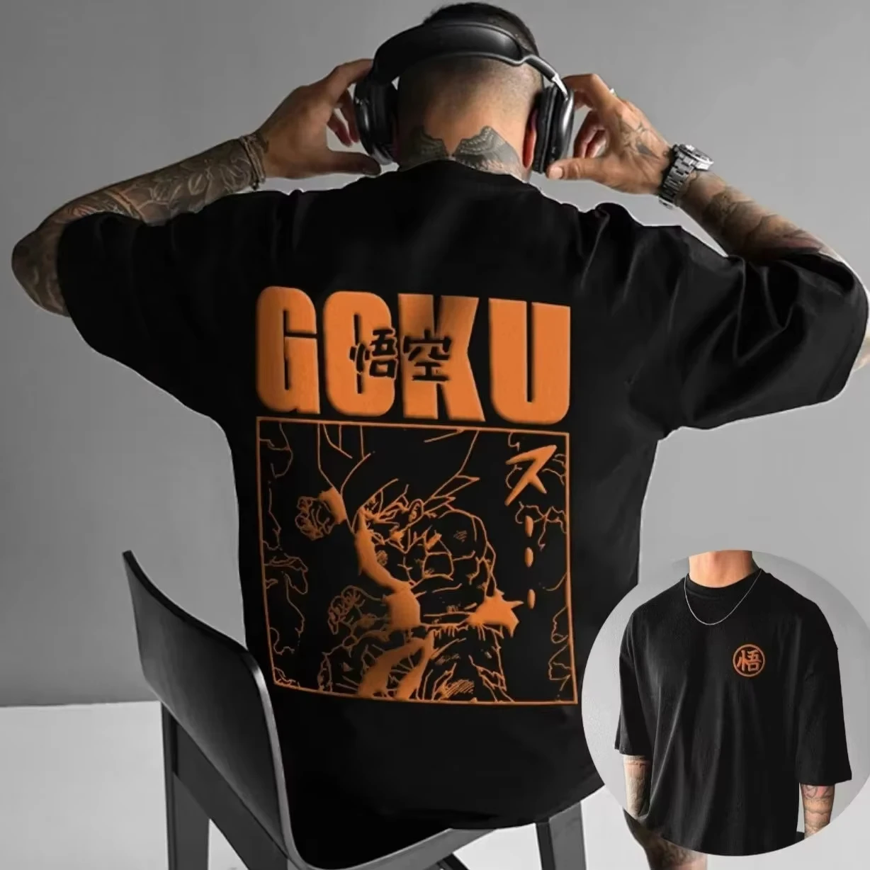 

Мужская винтажная футболка оверсайз с принтом Dragon Ball Goku, хлопковая женская футболка с коротким рукавом, графический принт, аниме-принт, летний тренд, одежда в стиле Y2K