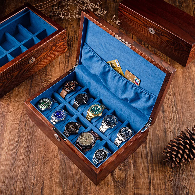 

Деревянный ящик для хранения часов, запираемые коробки для хранения наручных часов, органайзер для часов с несколькими эпипами, контейнер, портативный чехол для безделушек