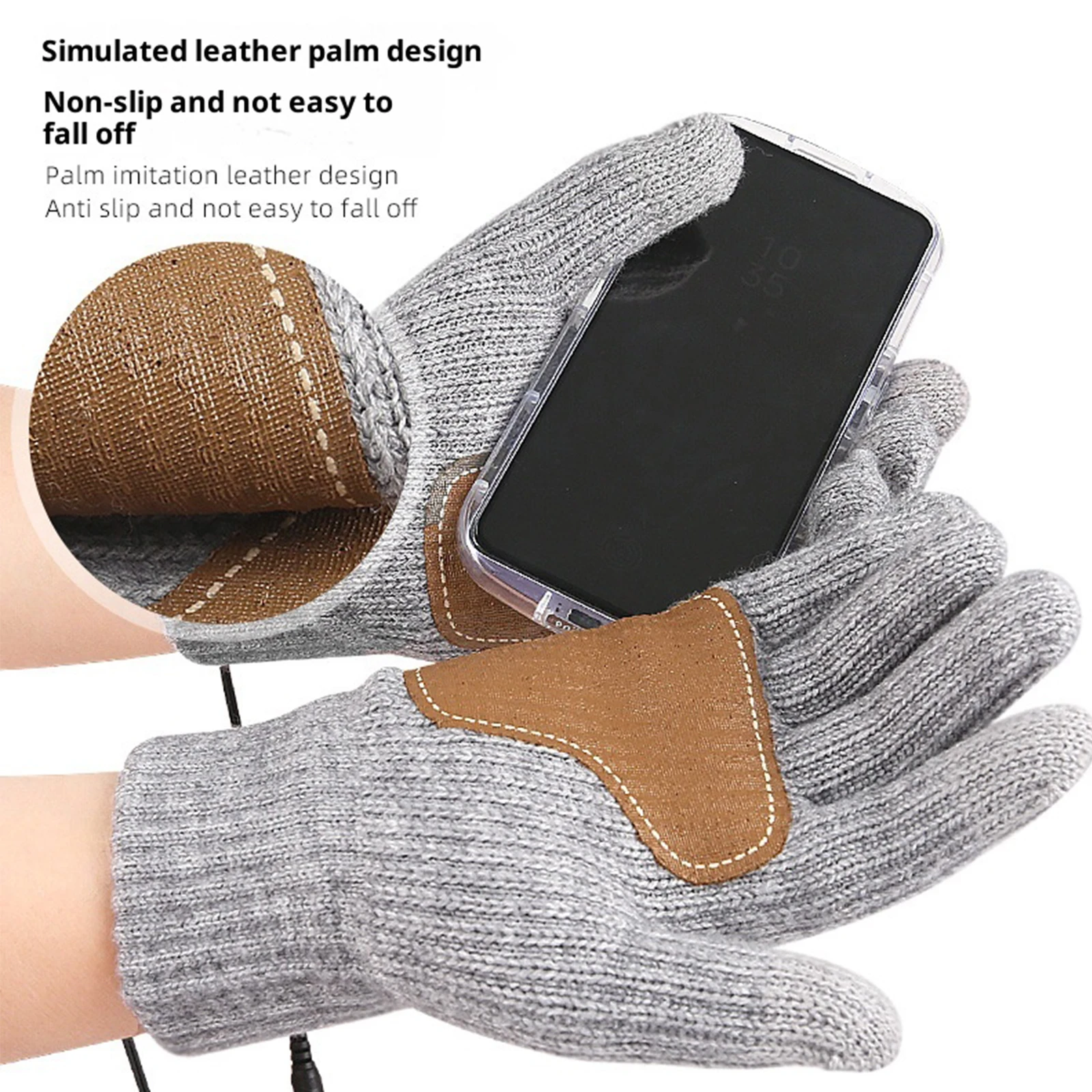 USB قفازات تسخين كهربائي يندبروف لمس جهاز تدفئة محمول ارتداء مقاومة قفازات تسخين جلدية ناعمة للتخييم في الهواء الطلق التنزه