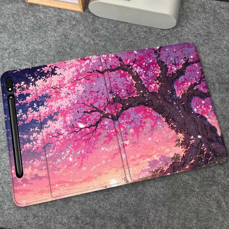 

Чехол для планшета Samsung Galaxy Tab S10 S9 S8 S7 FE Lite с изображением пейзажа, цветов и деревьев, мягкий, гибкий, с подставкой, подарок