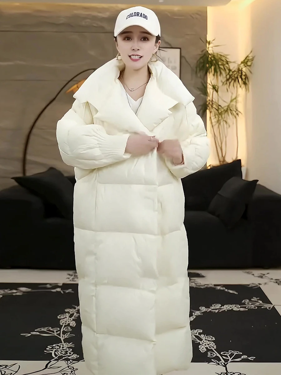 Inverno Thiened Bianco Du down Jaet Cappotto da donna con colletto alla moda Caldo pendolare Sle di media lunghezza Altro colletto