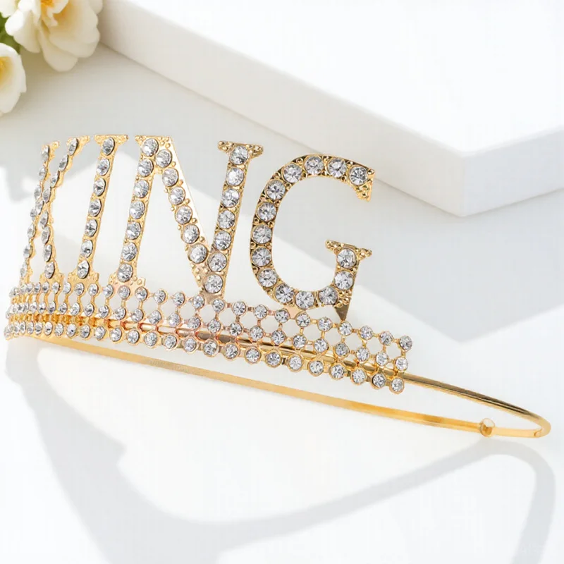 1 قطعة تاج الملك خمر البلاستيك الراين عيد ميلاد تاج للرجال الصبي تأثيري حفلة ديكور عقال زي التبعي