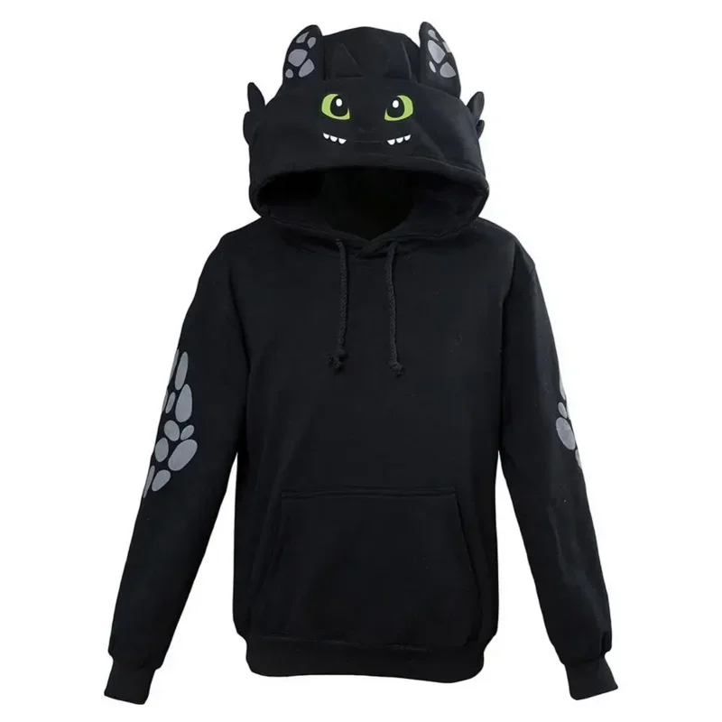 2025 New Adult Unisex How to Train Your Dragon Toothless Cosplay Hoodie Sweatshirt Casual Black Pullover Jackets Coat HX158