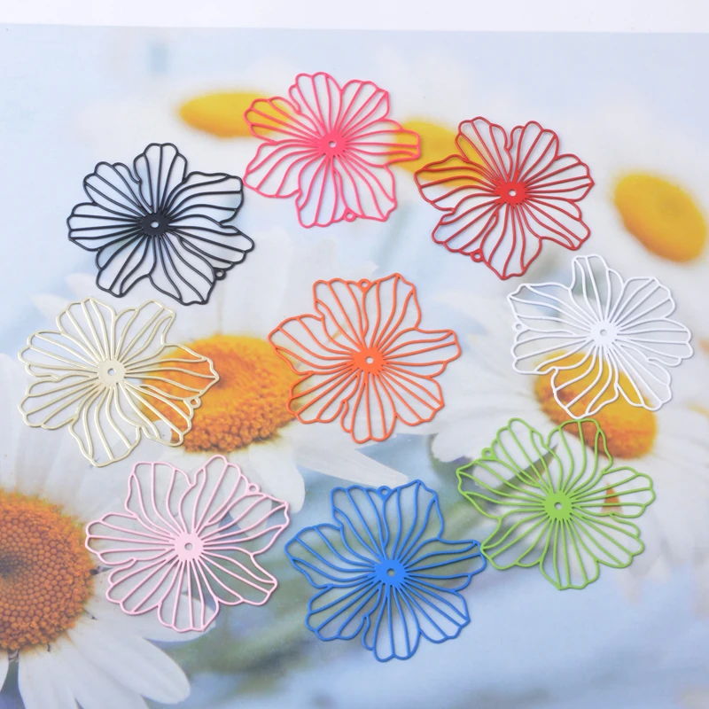 20 Stück AB9541 Schmuck-Ausstanzblumen-Anhänger, bemalte Verbindungsstücke, DIY-Zubehör für Damenohrringe und Halsketten – Detail 3