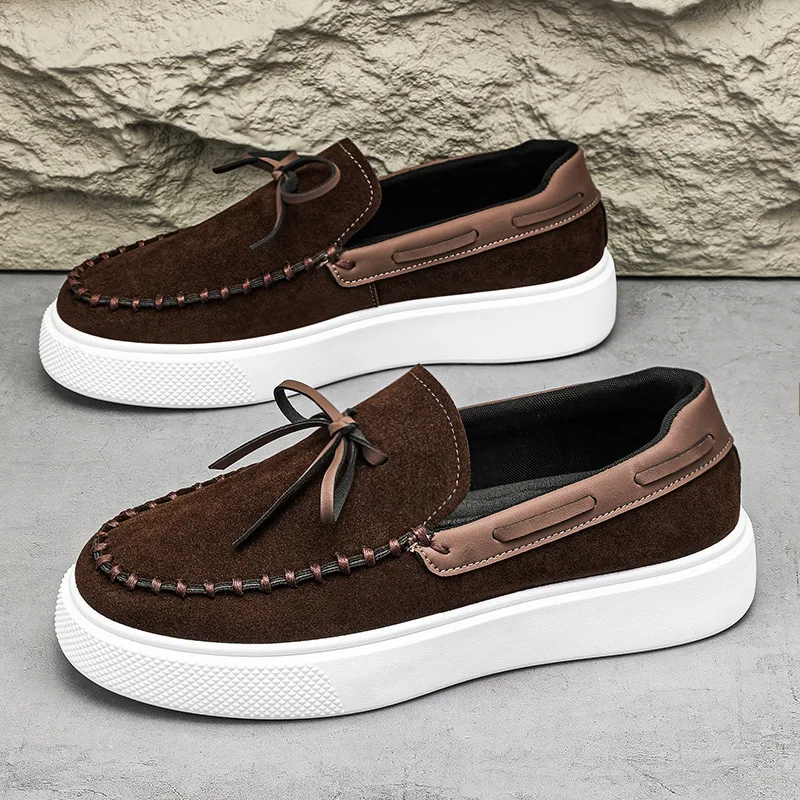 Autumn New Low-top Flat Walking Shoes Casual Loafers Men's Matte Leather Comfortable Soft Dress Shoes Men Antiskid Driving Shoes