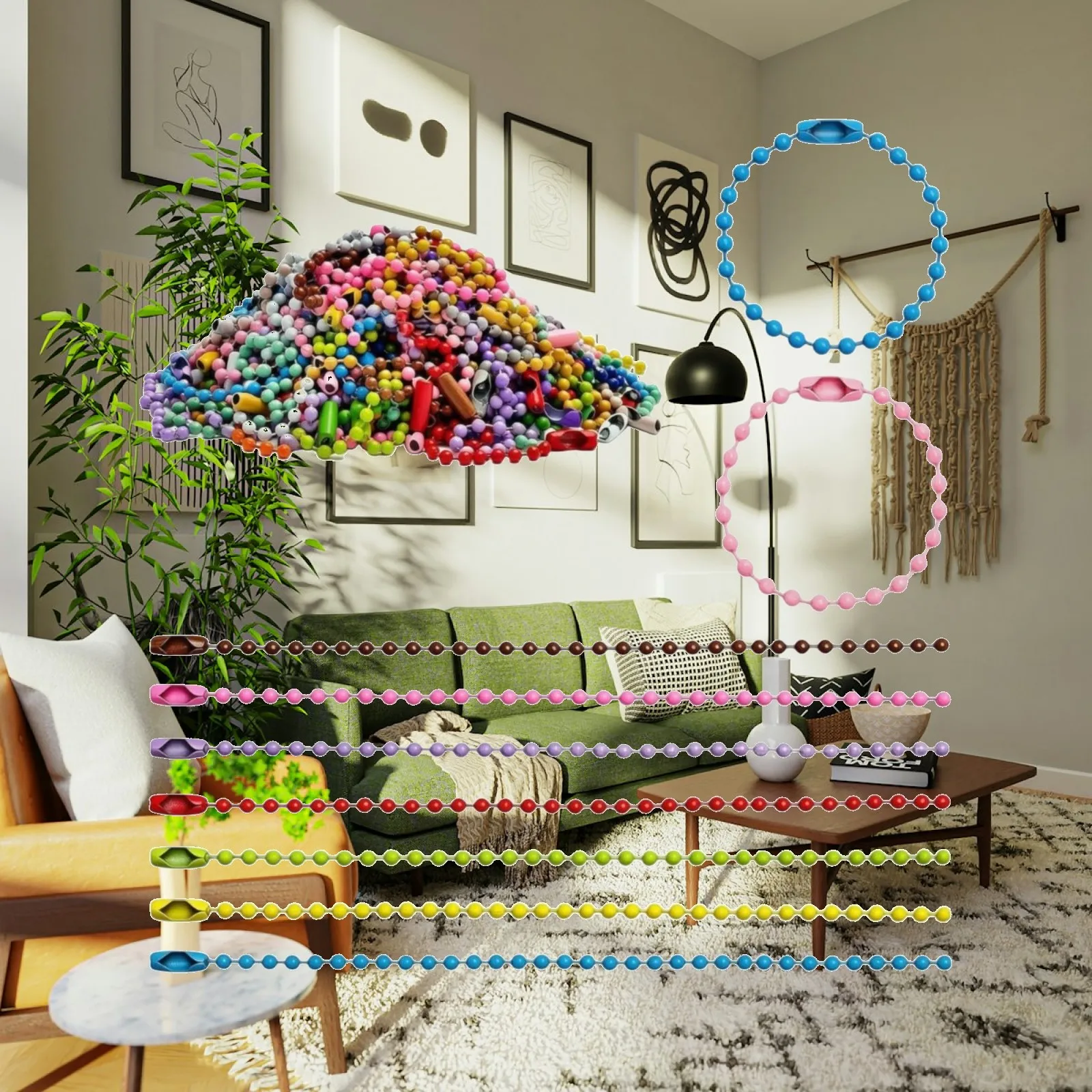 250 Pieces Beaded Chain with Connector Clasp Painted Beaded Chain with Connector Links Long-Lasting Clasps Portable