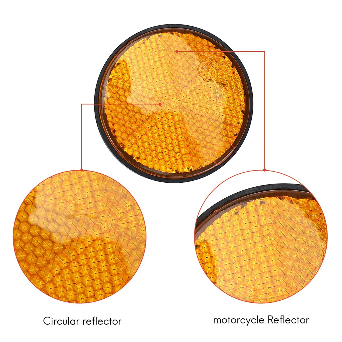 2pcs 2" Round Orange Reflector Universal For Motorcycle ATV Dirt Bike