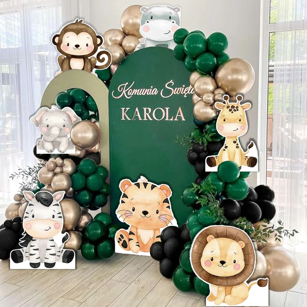 18inch Cute Animal Cutout Kids Birthday Party Decoration DIY Little Tiger Lion Giraffe CardBoard Wild One Baby Shower Photo Prop