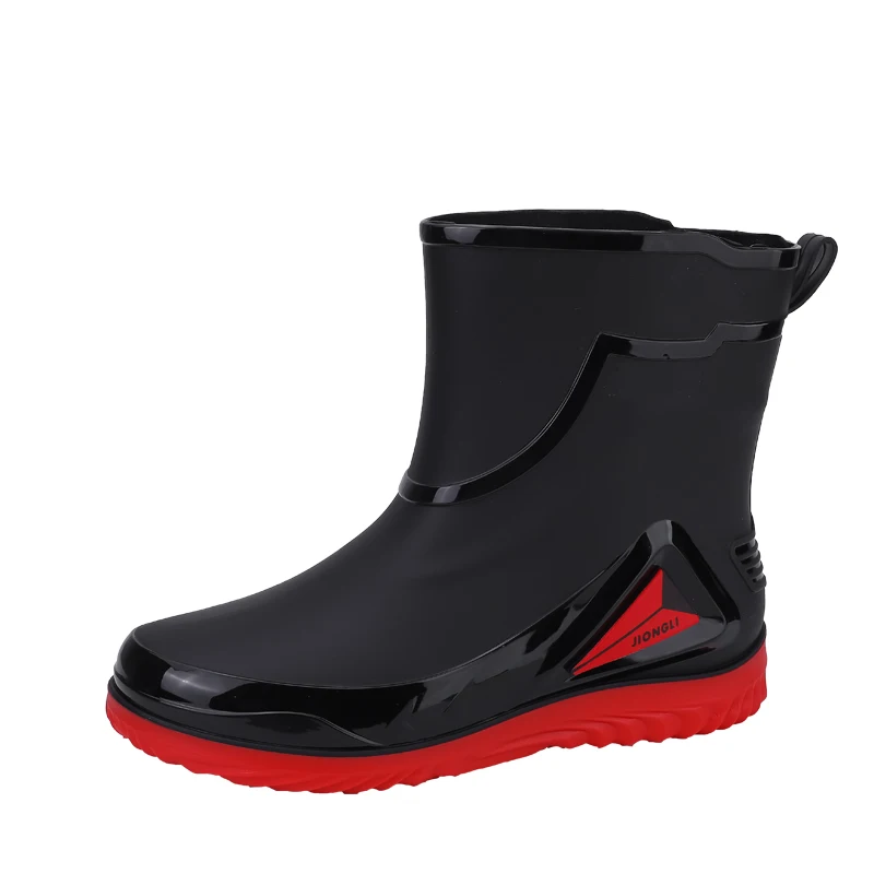 High-End Men's Rain Boots Waterproof Non-Slip Outdoor Delivery Rider Special Fishing Kitchen Work Boots Pure Color Shoes