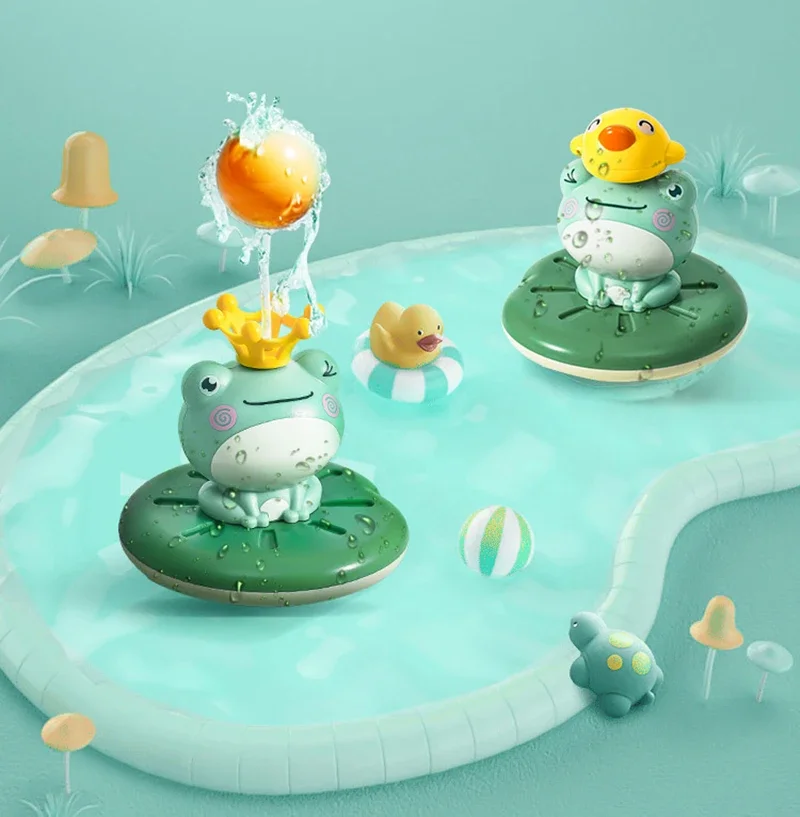 Novos brinquedos de banho spray elétrico água flutuante rotação sapo sprinkler chuveiro jogo para crianças presentes do miúdo natação banheiro