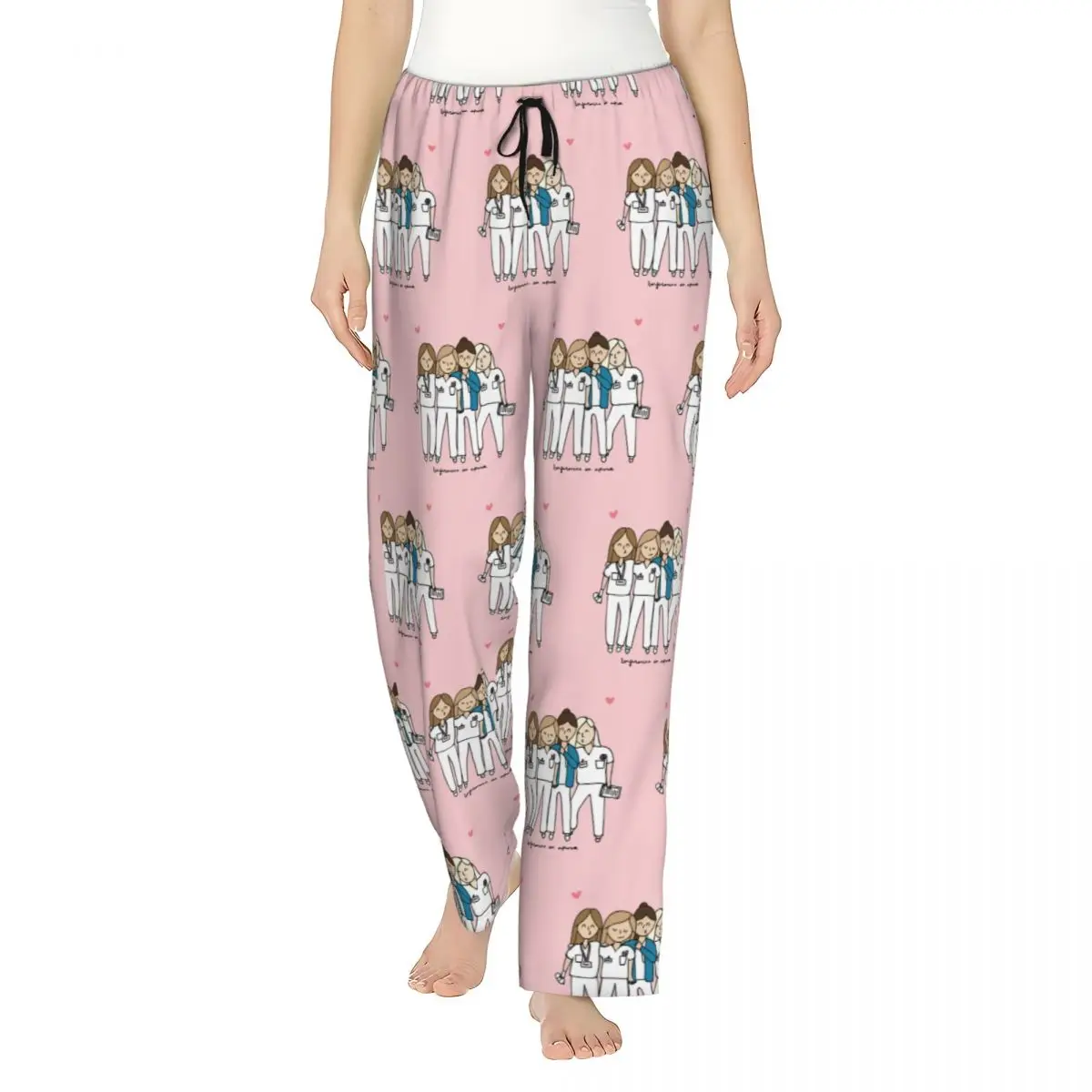 

Custom Printed Womens Enfermera En Apuros Doctor Nurse Medical Health Pajama Pants Sleep Sleepwear Bottoms with Pockets