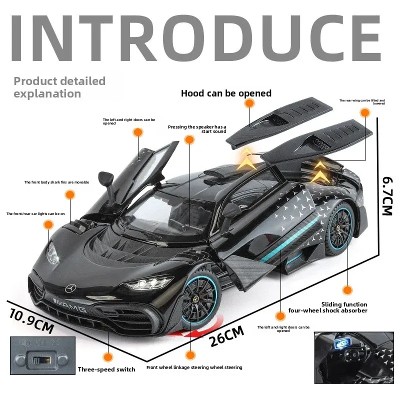 1:18 amg um carro de liga diecasts veículos de brinquedo metal modelo de carro de brinquedo som e luz coleção crianças brinquedo diecast 1/18