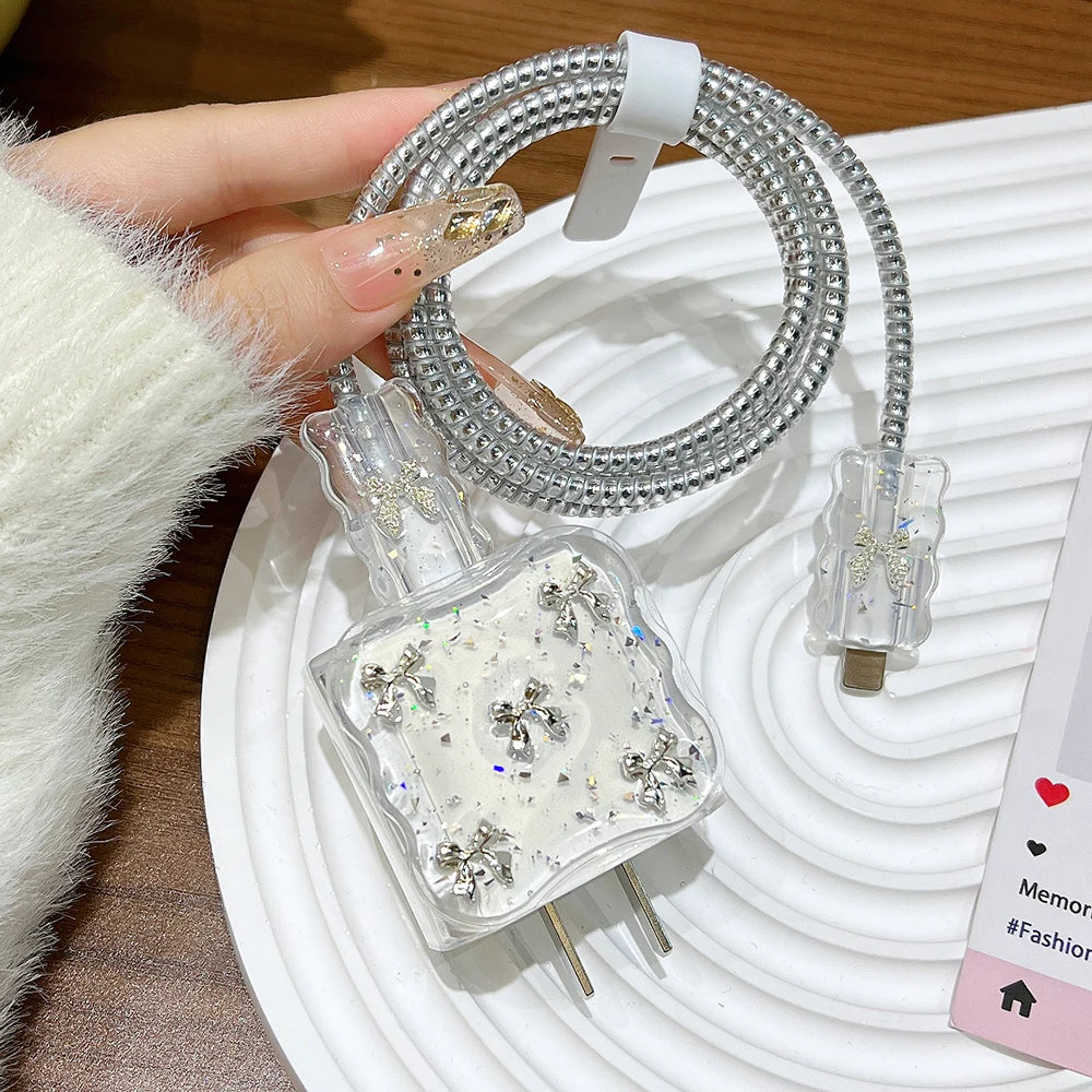 

Блестящее зарядное устройство-бабочка, прозрачная защита 20 Вт, 18 Вт, защитный чехол для кабеля передачи данных для Apple, iPhone, защитный чехол для кабеля передачи данных