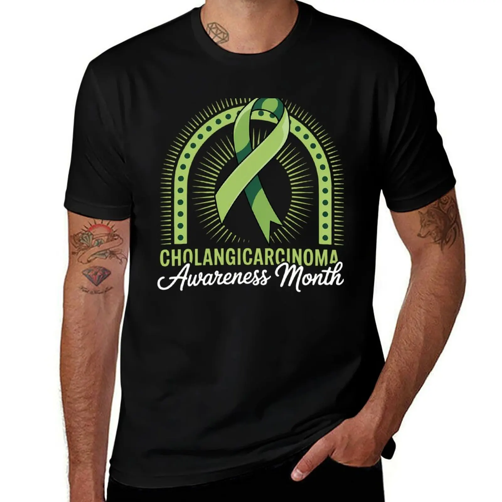 

Cholangiocarcinoma Awareness Month Boho Rainbow Green Ribbon T-Shirt Funny t-shirts quick drying sports fans luxury clothes men